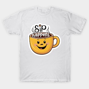 Sip Happens Kawaii Style Design T-Shirt